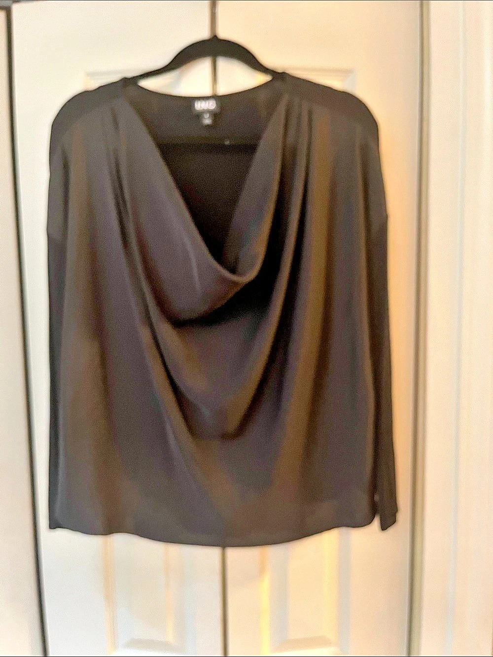 INC Cowl Neck Blouse in Black Size Medium Like New